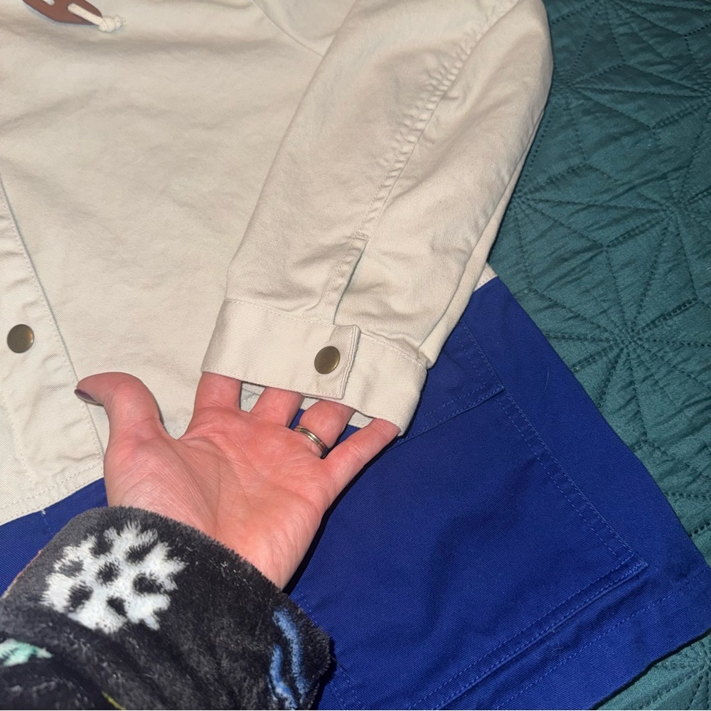 J. Crew Women’s Small S Two-Tone Blue and Cream/Khaki Jacket - Picture 6 of 9